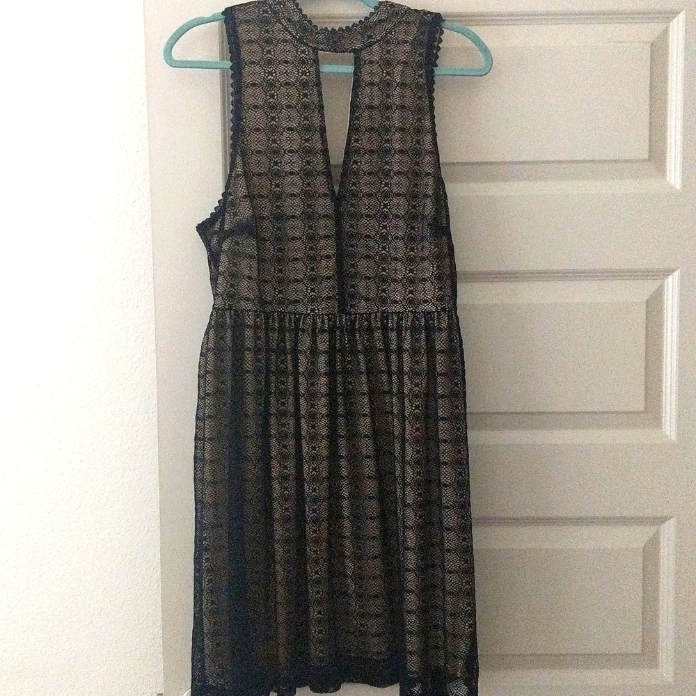 Beautiful Black and Nude Lace Dress, Size 16